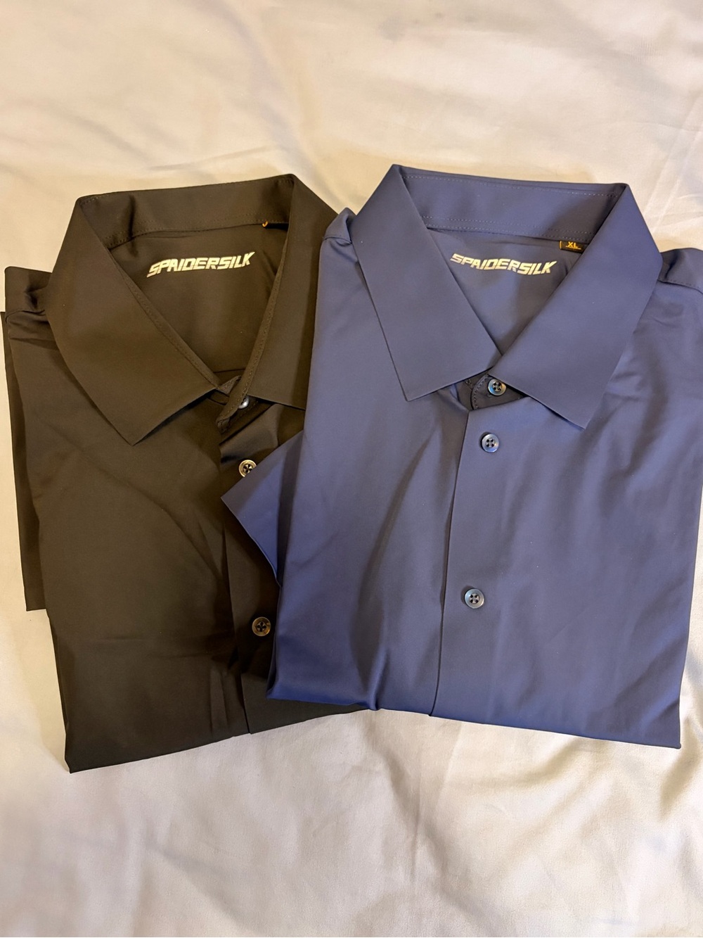 SpaiderSilk Men’s XL Short Sleeve Button Down Shirts Black & Navy 2-Pack